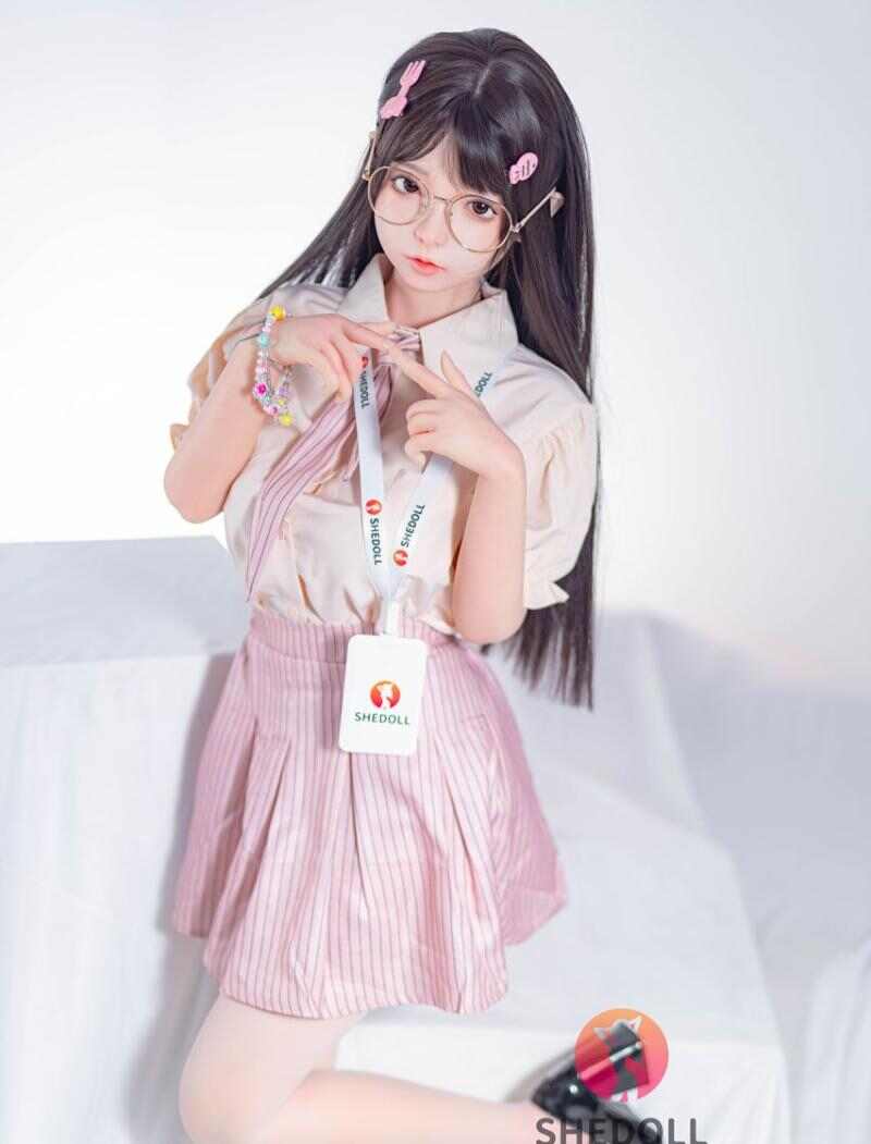 制服の眼鏡メイドスタッフ衣装 148cm - Dカップ ドール - ピンク リアルシリコン